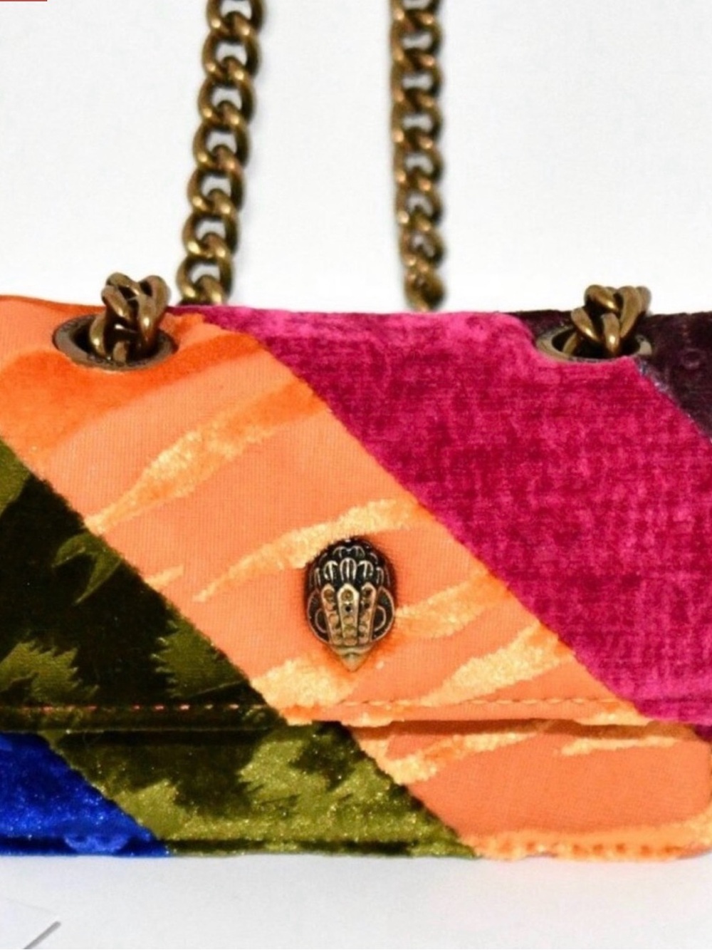 Kurt Geiger multicolor velvet diagonal stripe micro crossbody NWT